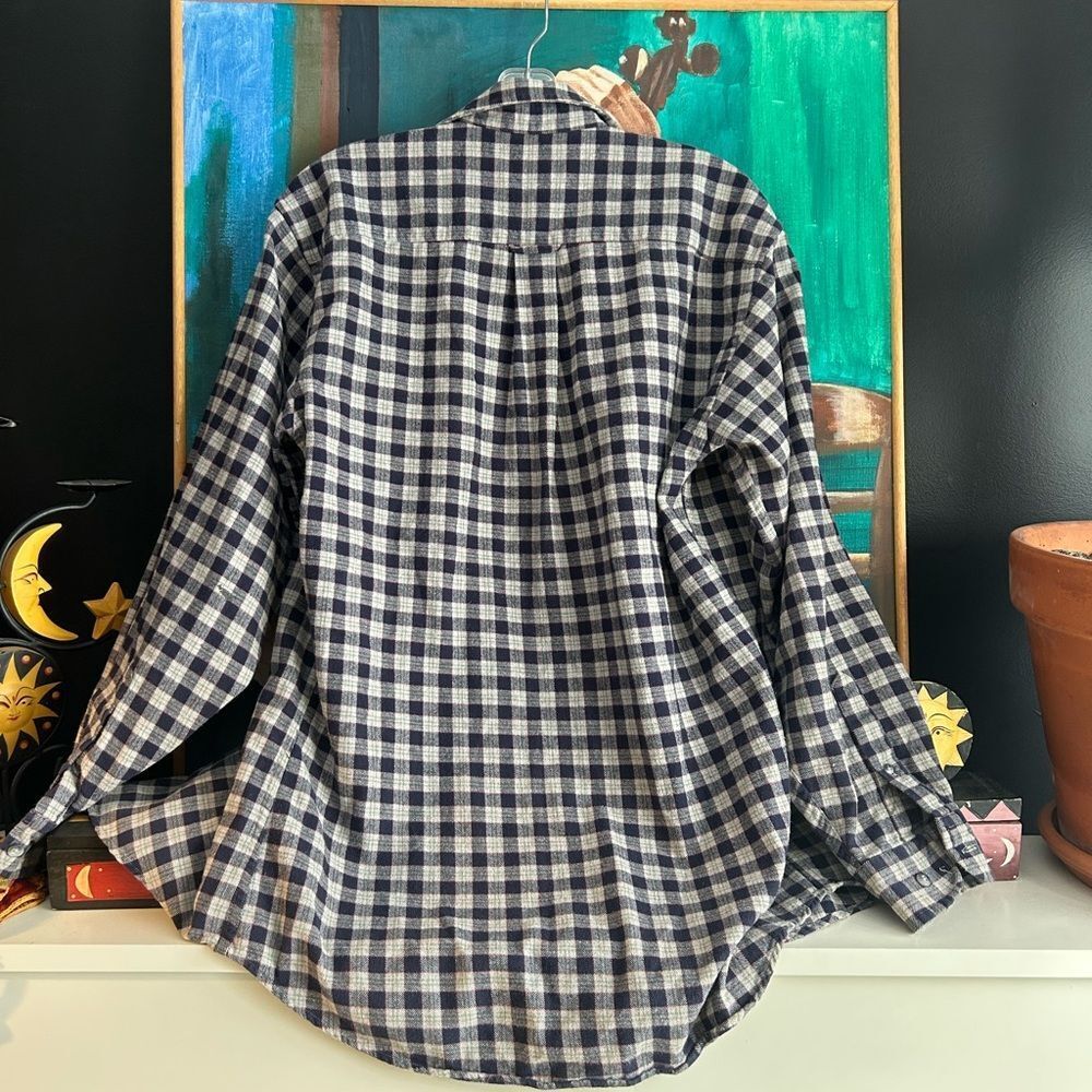 Denver Hayes Navy and White Plaid Flannel Shirt Medium - Picture 5 of 14